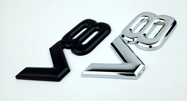 

Metal 3D V8 Engine Displacement Trunk Rear Car Badge Decal Emblem Sticker Auto Styling For TOYOTA VW BENZ BWM VOLVO JEEP AUDI