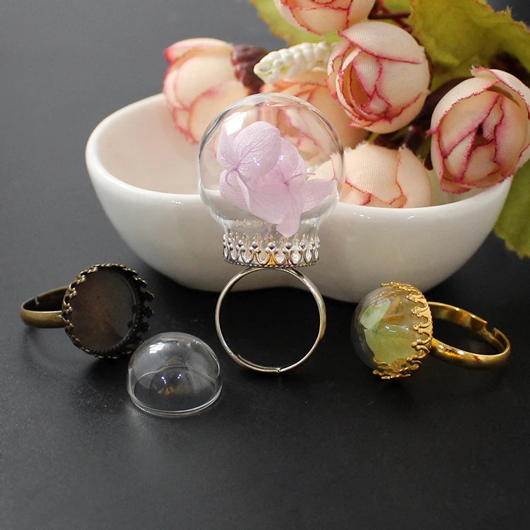 

6 шт. 15/25 мм стеклянная крышка с короной кольцо стеклянные пузырьки Кольца Ювелирные изделия Поиск друзей подарок