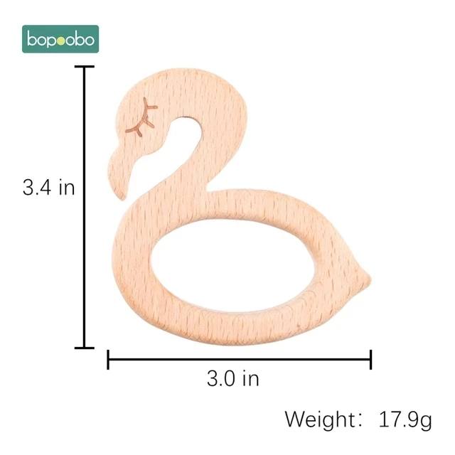 Flamingo Bopoobo 5 шт. деревянный Прорезыватель для еды, из бука, деревянные животные, детские игрушки для новорожденных, подвеска, соска, комплект для медицинских процедур, Детские трофеи - Цвет: Flamingo
