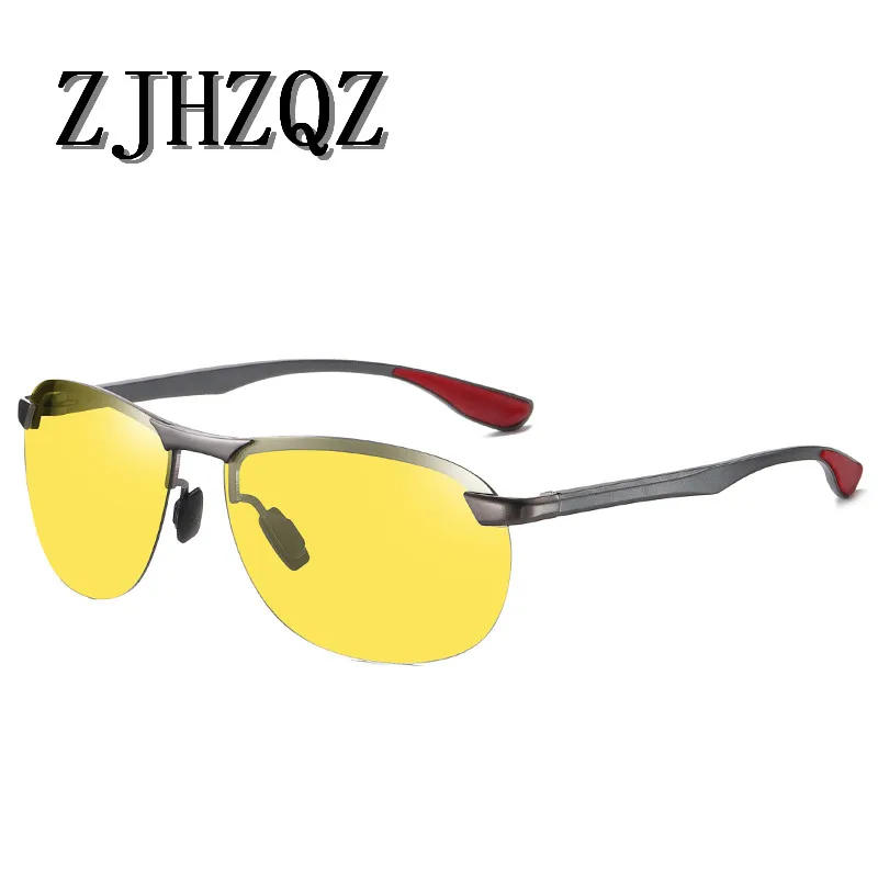 

Aluminum Magnesium Polarized Photochromic Sunglasses Men Sport Frameless Rimless Transition Lens Night Vision Eyeglasses