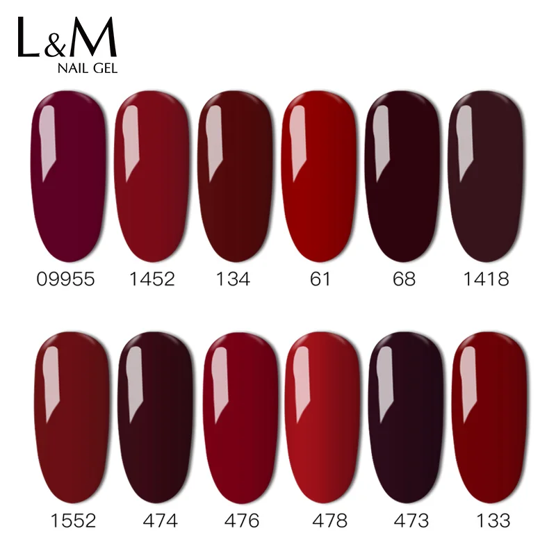 1 pc Nails Gel Polish Classic Red Soak Off Wine Red Color seires UV led lamp Hight quality Long Lasting Gel polish art nail