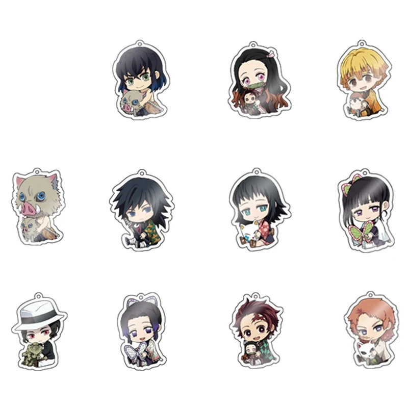 

Anime Demon Slayer Kimetsu No Yaiba Tanjiro Kamado & Nezuko Auto Interior Pendant Decoration Car Keychain Key Ring Keyring