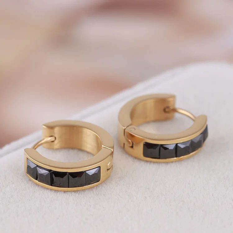 

Fashion style inlaid ice flower zircon, colored small earrings