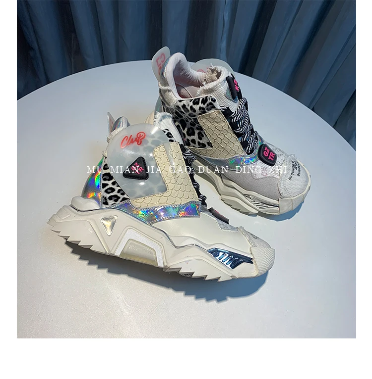 RY-RELAA women sneakers fashion high top sneakers ins wedge sneakers Genuine Leather rhinestone shoes white platform shoes
