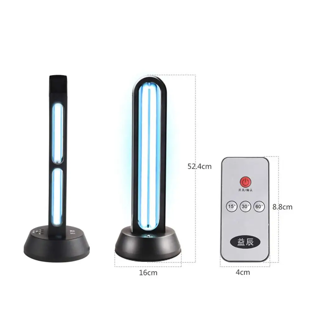 

38W UV Quartz Germicidal Lamp Ultraviolet UVC Disinfection Light Remote Mite Control Ozone Sterilizing Lights EU US Plug
