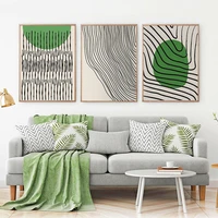 green canvas painting geometric abstract posters and prints minimalist line wall art drawing scandinavian picture for home decor