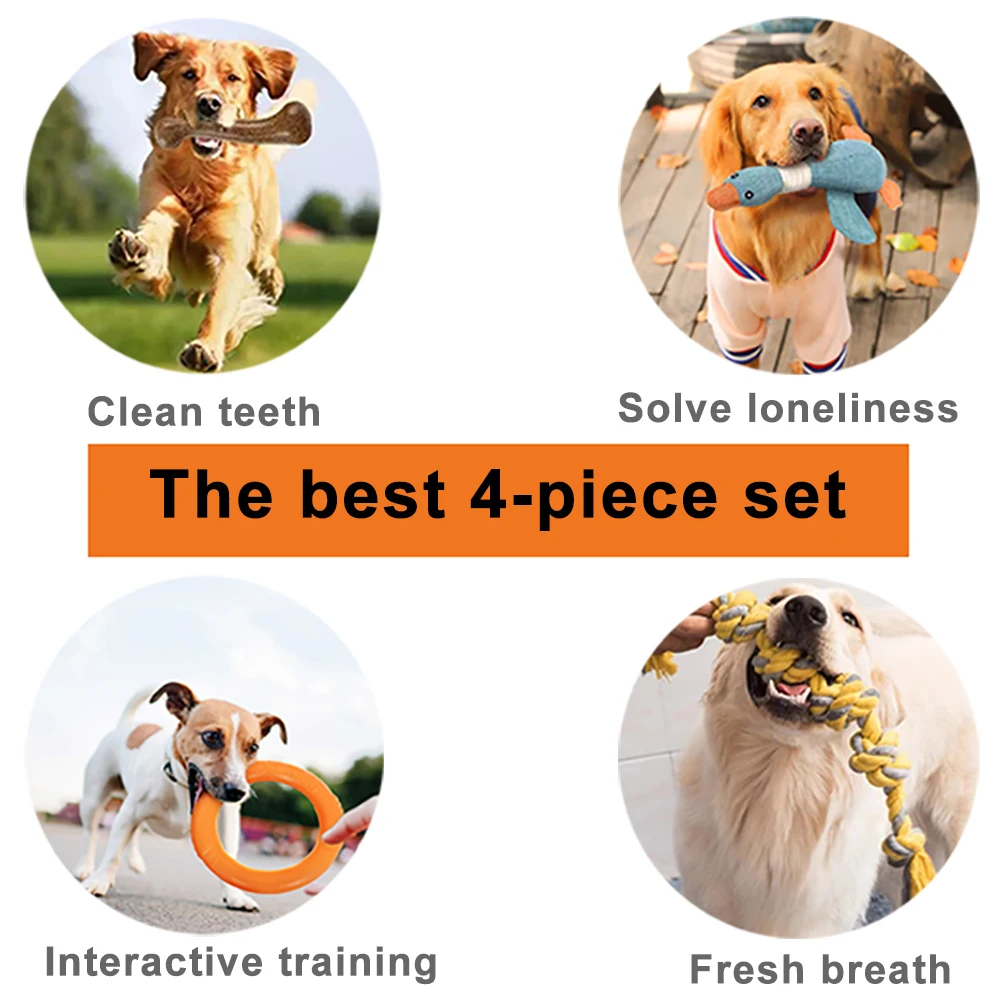 4 шт. игрушки для собак кости домашних питомцев шарики летающие диски пищалка
