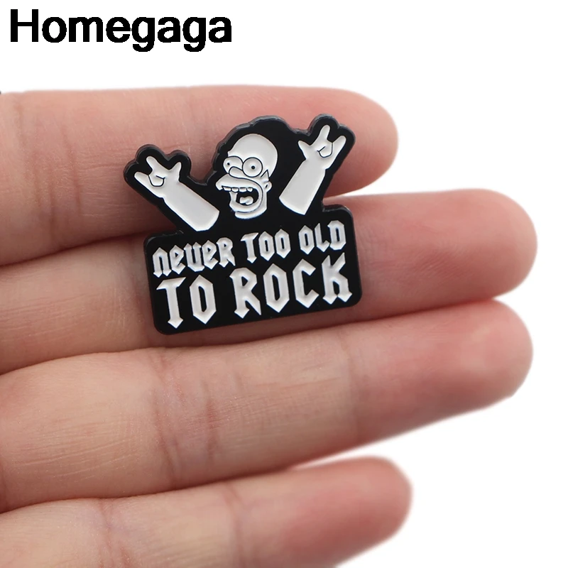 

Homegaga cartoon never too old to rock letter badge Zinc alloy tie pins badges shirt clothes cap backpack brooches badge D2315