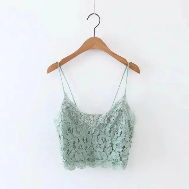 

Women Sexy Fashion Lace Bralette Cropped Tank Top Vintage Backless Adjustable Thin Strap Female Camis Chic Tops