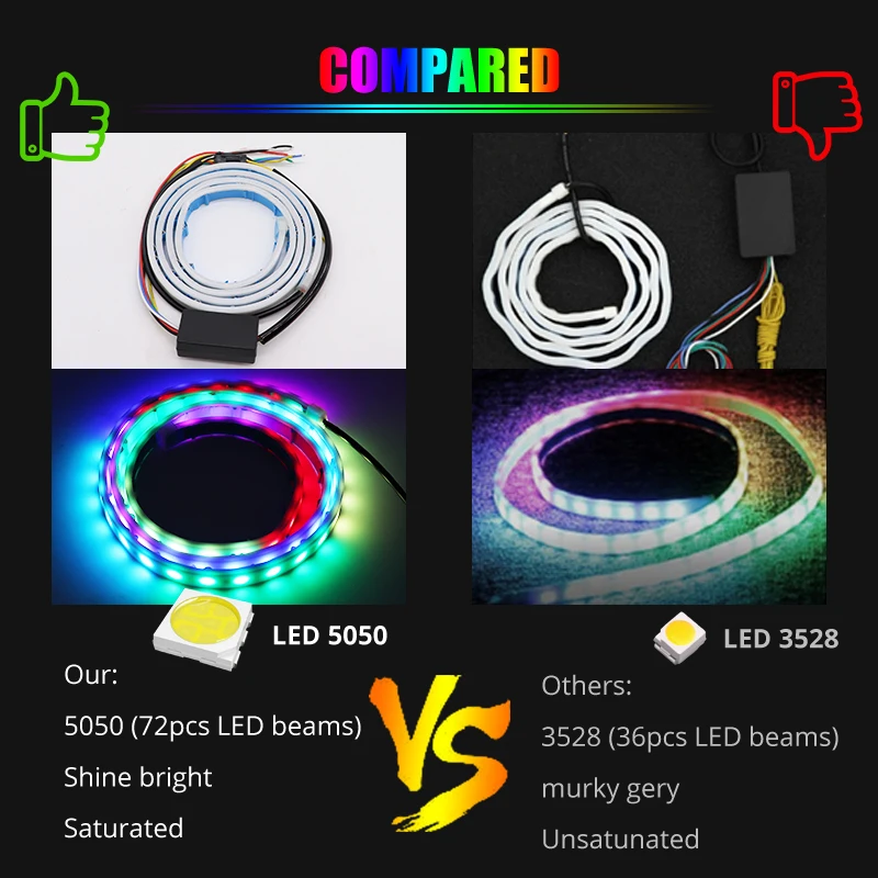 Цветной светодиодный фонарь для багажника автомобиля 120 см задний стоп-сигнал