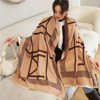 2021 thick warm blanket winter scarf women cashmere pashmina shawls design luxury striped print bufanda hijab wraps lady shawl