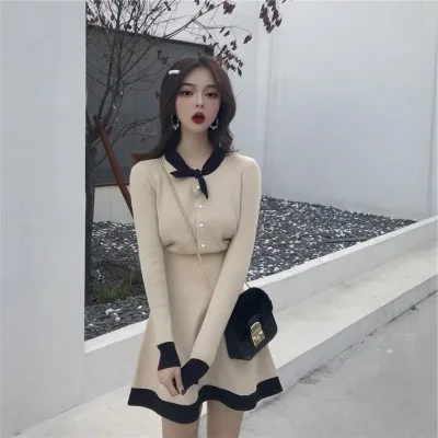 Женское вязаное платье FINEWORDS винтажный комплект из 2 предметов элегантное