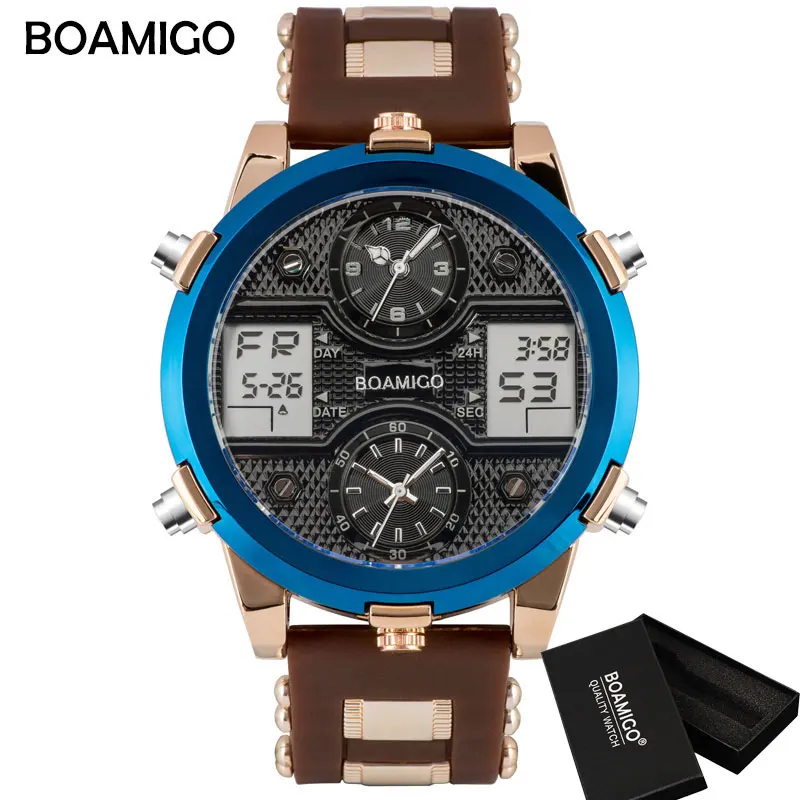 

BOAMIGO Watch Men Top Luxury Brand Men Sports Watches Men's Quartz LED Digital Clock jam tangan men relogio masculino
