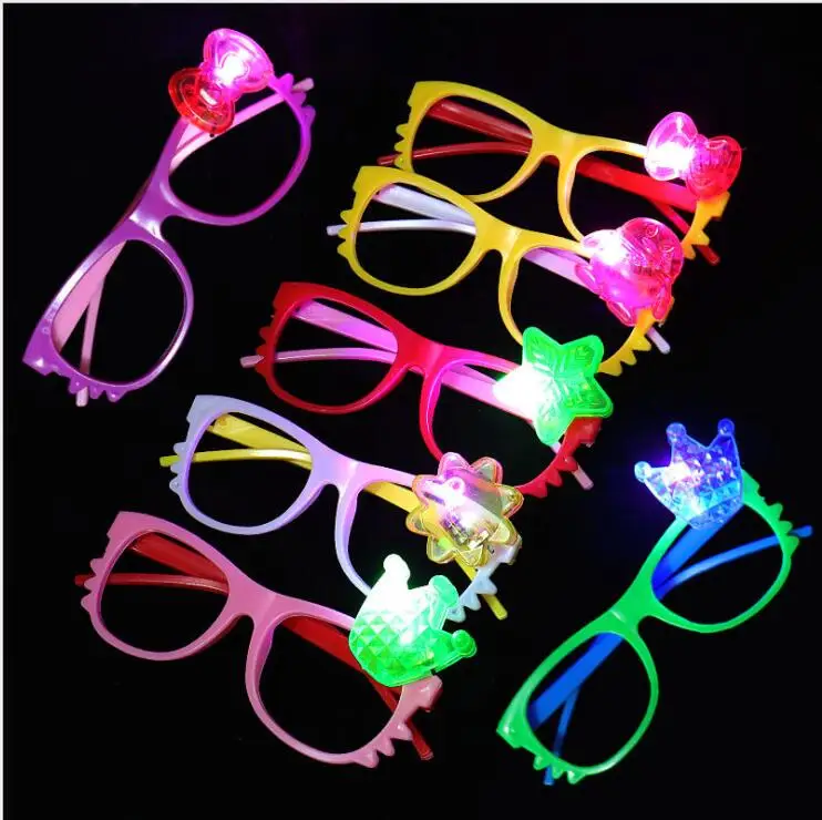 

20pcs/lot LED Cartoon Glowing Glasses Frame Kids Birthday Festival Party Costumes Cute Goodie Decors Take-home Favors