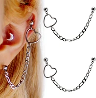 1pc surgical steel piercing earrings cartilage helix pierc conch tragus earlobe heart ear studs korean ear ring jewelry 16g 20g