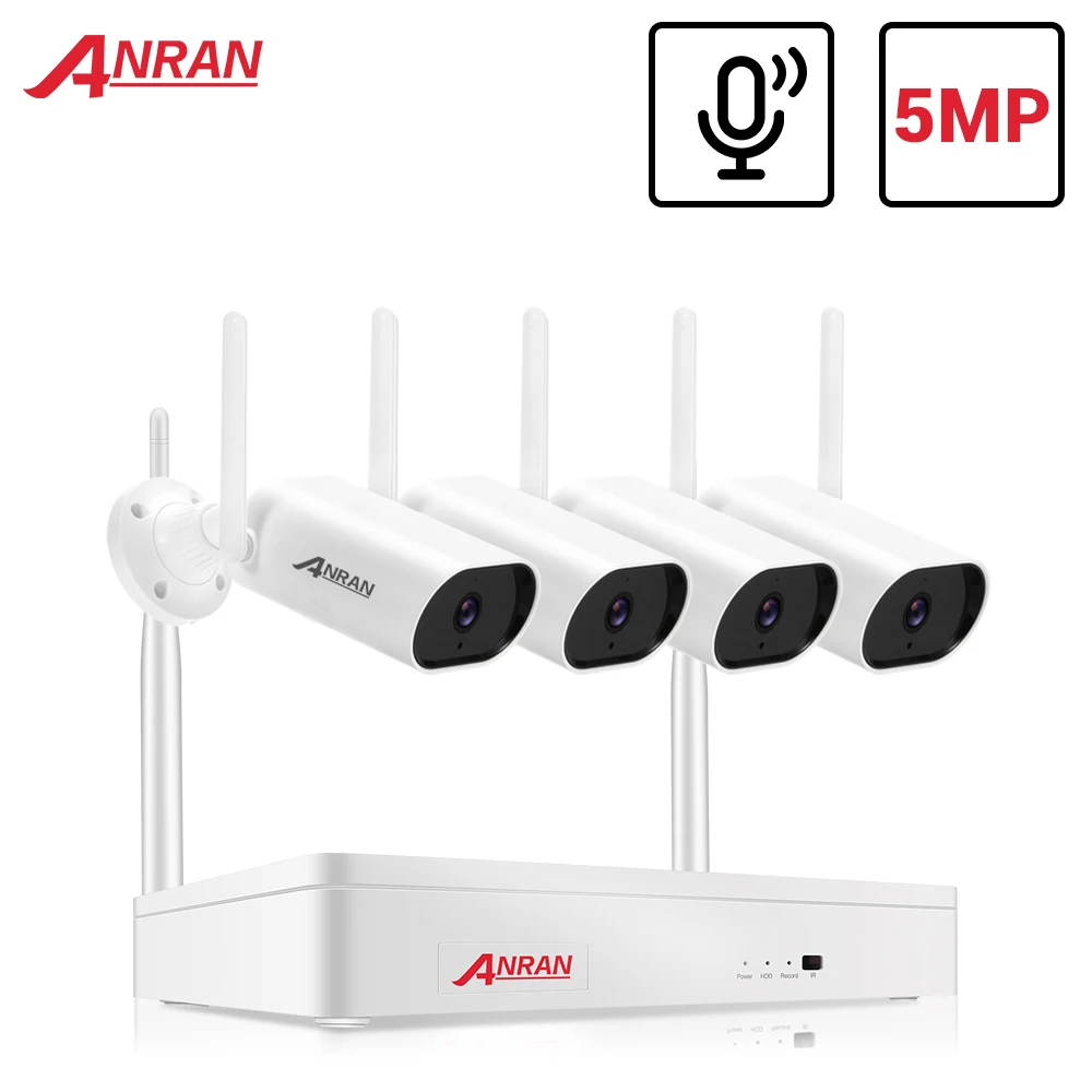 ANRAN 5MP комплект видеонаблюдения аудио камера Беспроводной NVR охранная система 1920P