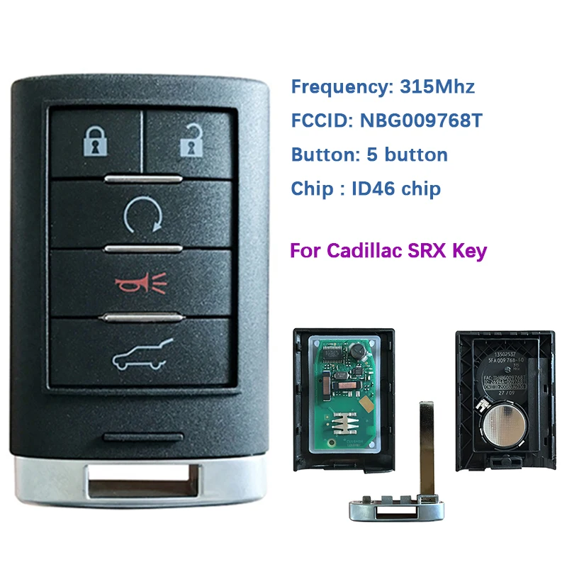 

CN030004, вторичный рынок, 5 кнопок, телефон с 315 МГц ID46 для Cadillac SRX NBG009768T