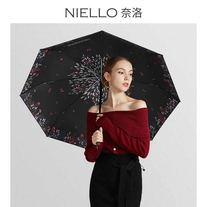 

Small Flower Folding Umbrella Sun Women UV Protection Blcak Coating Korean Ladies Parasol UPF50 + Sunscreen Umbrella Travel A6A