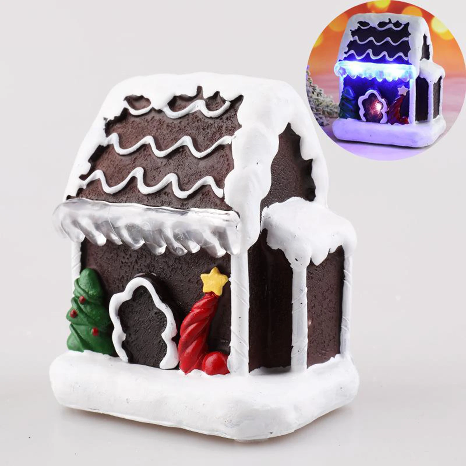 

Resin Christmas Village House with Warm LED Light Holiday Gift Xmas Decoration