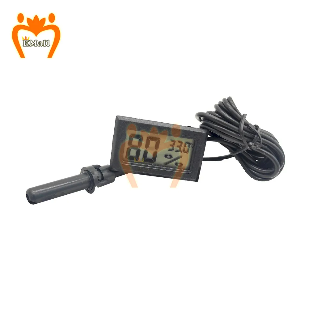 lcd digital thermometer hygrometer with battery temperature gauge tester incubator aquarium humidity meter 1 5m sensor probe free global shipping