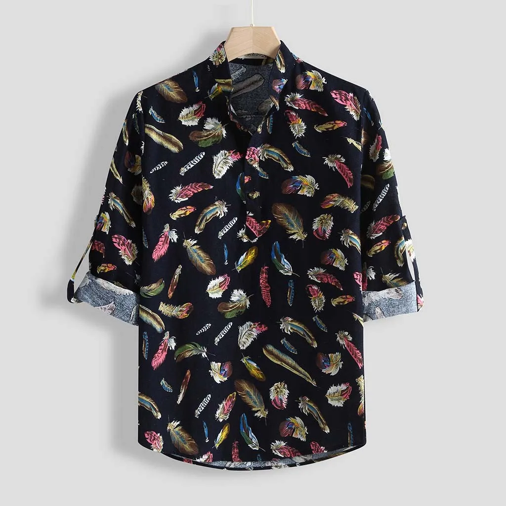 2019 Мужская тропическая пляжная Гавайская печать винтажная Тонкая Повседневная