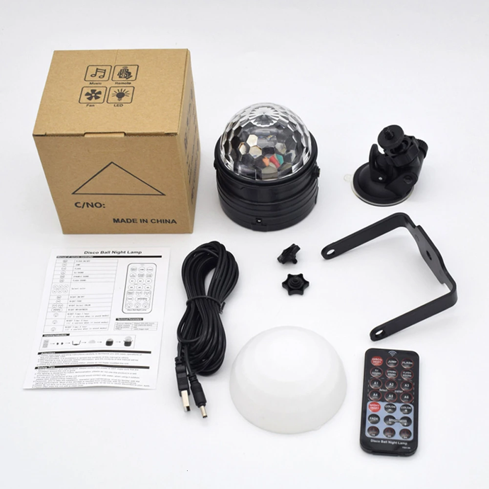 Звуковая активация Вращающийся Диско DJ шар партии стробоскоп света RGB LED