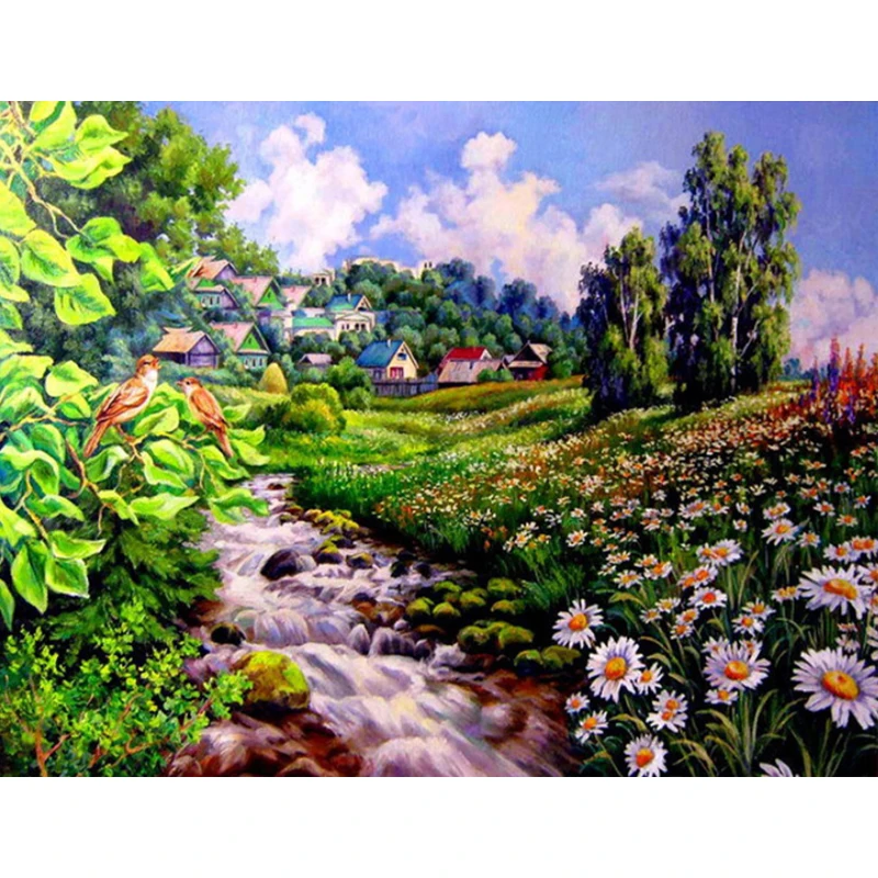 Yumeart Вышивка крестиком природные пейзажи сельские районы полная квадратная