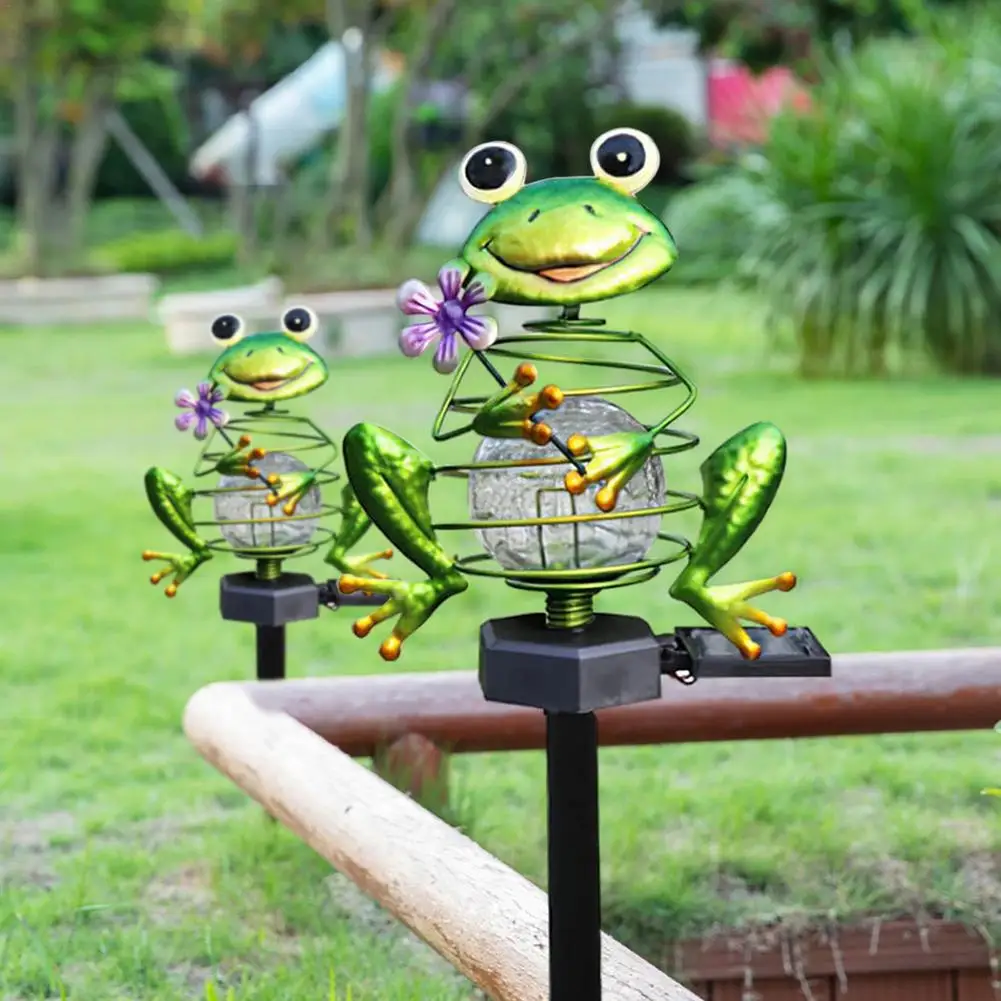 

Садовые фонари-лягушки на солнечной батарее, уличное декоративное металлическое садовое украшение для сада, наружные фонари на солнечной б...