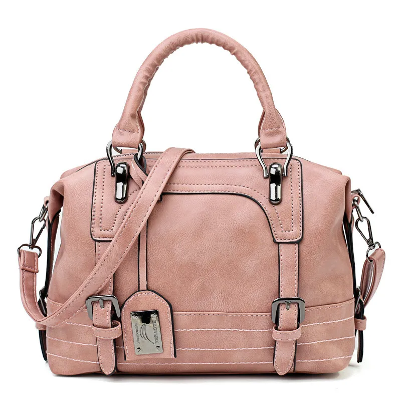 Pink Винтажные ремни, роскошные сумки для женщин, кожаная сумка на плечо, дизайнерская женская Повседневная Сумка-тоут, сумка для основной женщины, женские ручные сумки - Цвет: Pink