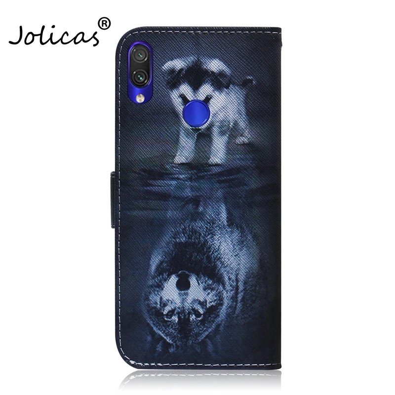 Чехол-книжка для Xiaomi Redmi Note 7 с изображением волка панды из искусственной кожи