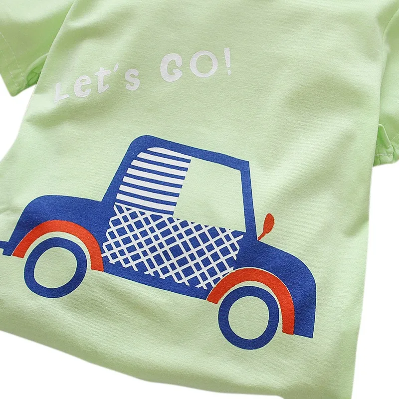 Children Baby Boys Cartoon Fish Summer Clothing Set Cotton Clothes T shirt +Shorts 2PCS suits 1-5Y | Детская одежда и обувь