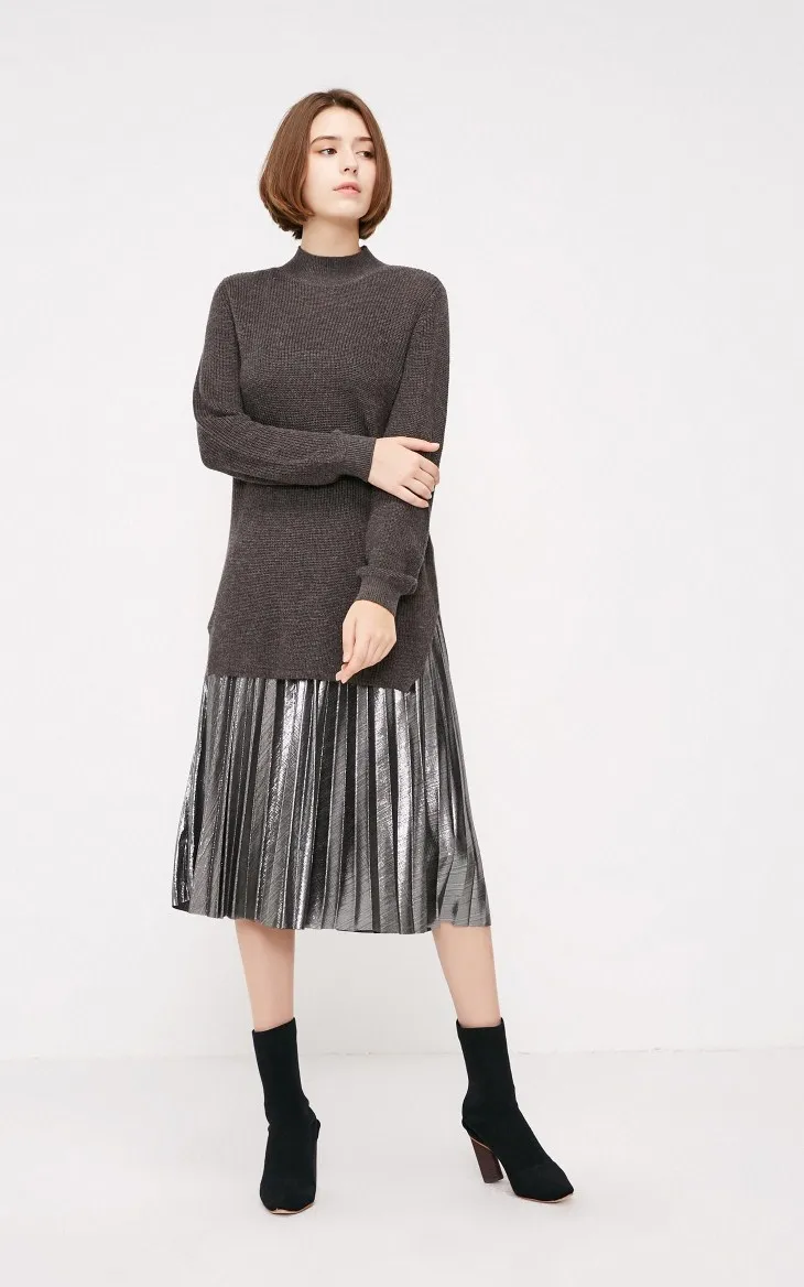 Vero Moda Новое поступление трикотажное платье из двух частей с металлическим плиссированным подолом | 319146524