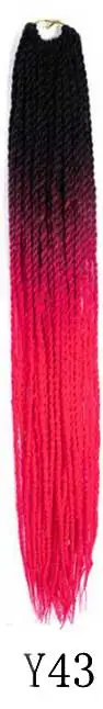 Qphair Ombre Сенегальские вьющиеся волосы крючком косы 24 дюйма 30 корней/упаковка синтетические плетеные волосы для женщин черные кроличьи волосы - Цвет: y43