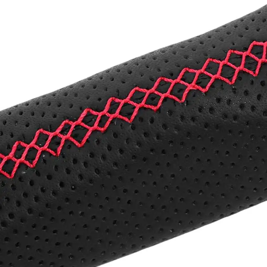 

Performance Steering Wheel,Carbon Fiber Steering Wheel Preforated Leather W/ Red Stitching Fit for Hilux SR5