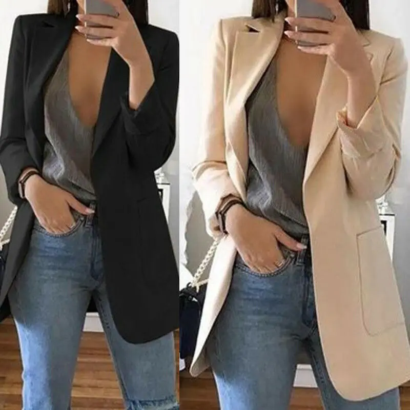 Hirigin 2020 Casual Business Suit Women Elegant Fashion Jacket Coat Slim Office Ladies Outwear New Long Sleeve For Female