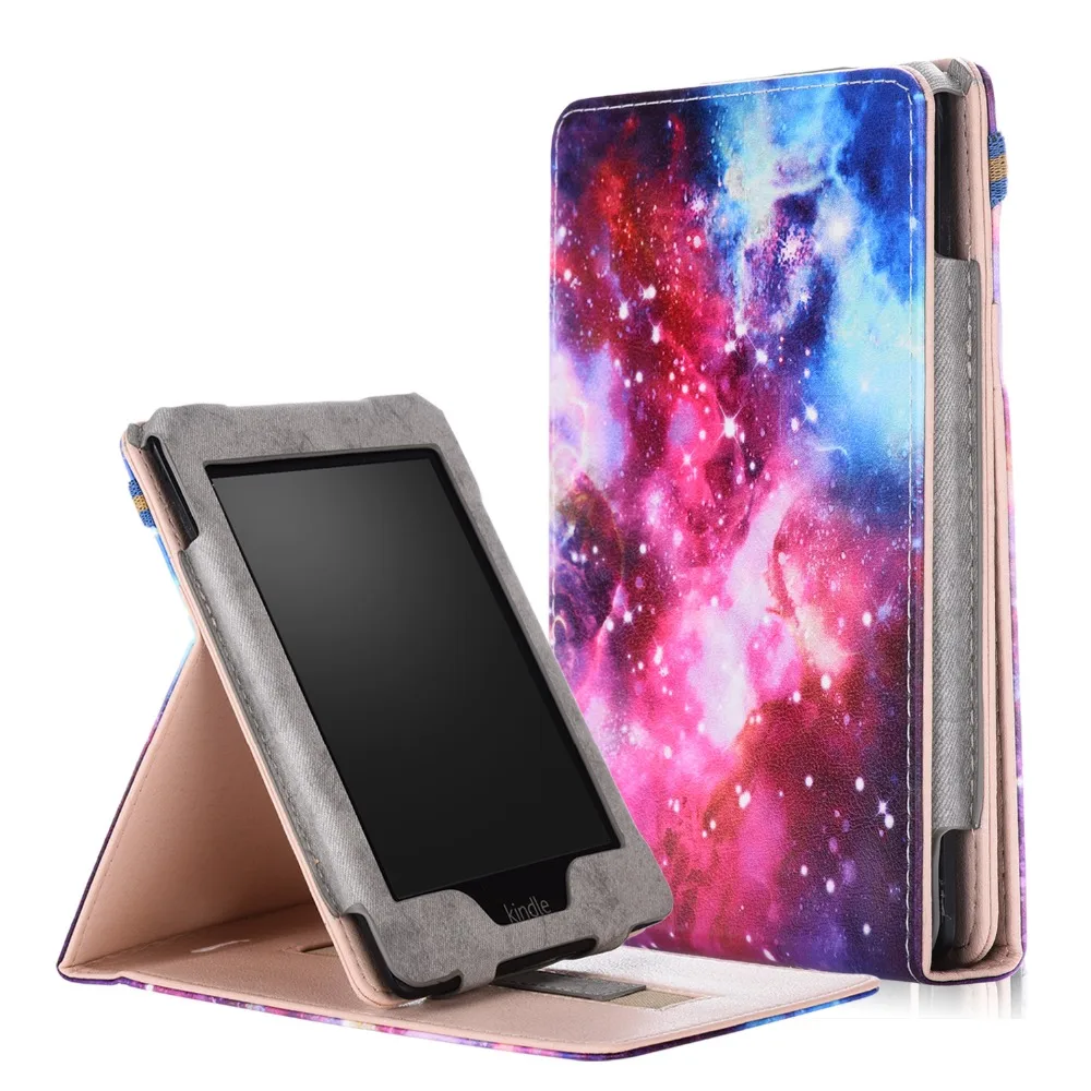 

Kindle Paperwhite 1 2 3 Case E-book Cover 2015 2017 Magnetic PU Leather Multi-Angle Viewing Stand Cover with Hand Strap