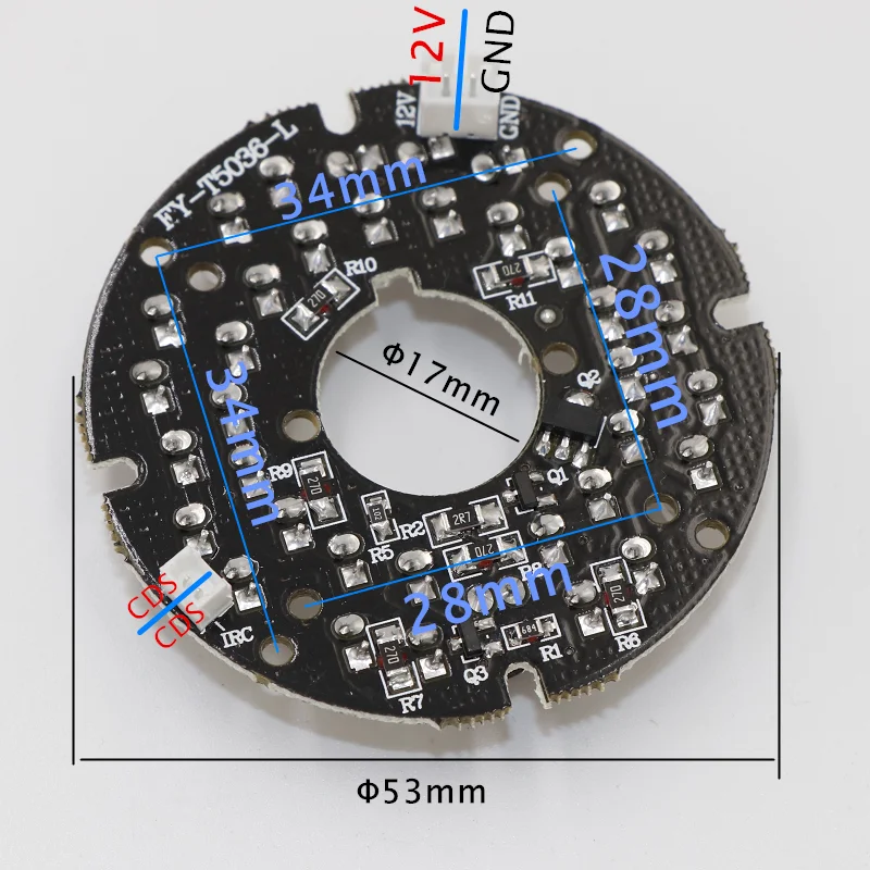 

60 degrees CCTV Accessories infrared light 36 Grain IR board for Surveillance cameras night vision diameter 53mm