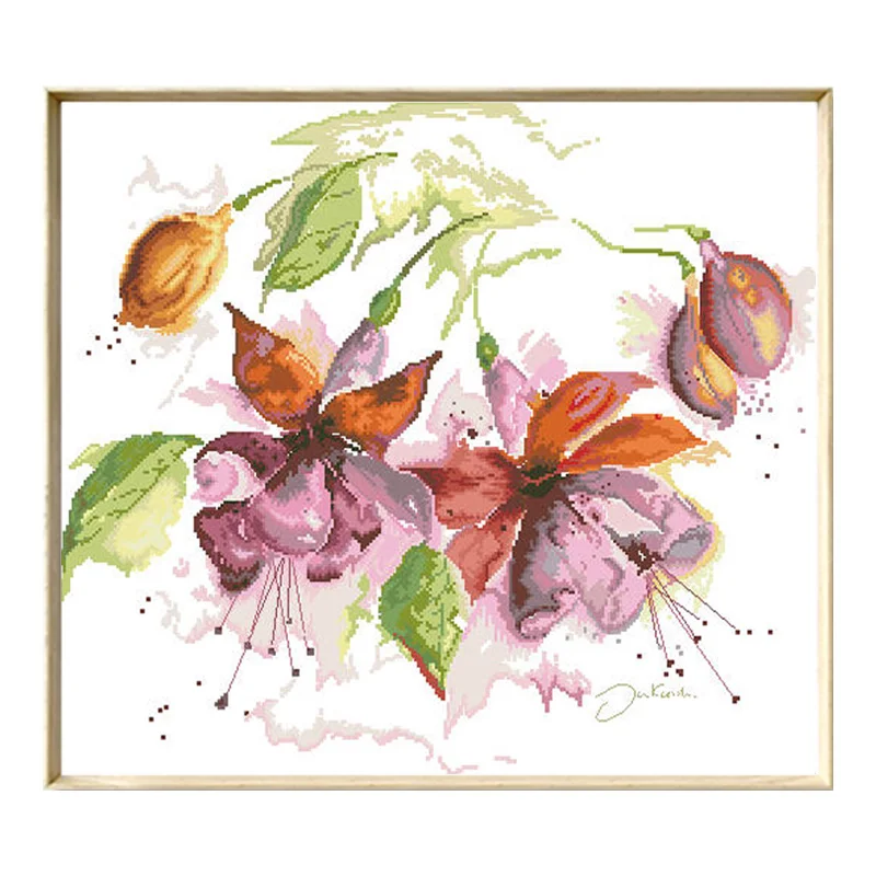 

Gorgeous Lily Pattern Cross Stitch Kits Flower Printed Canvas Embroidery Sets 11CT 14CT DIY Handmade Needlework Home Decorations