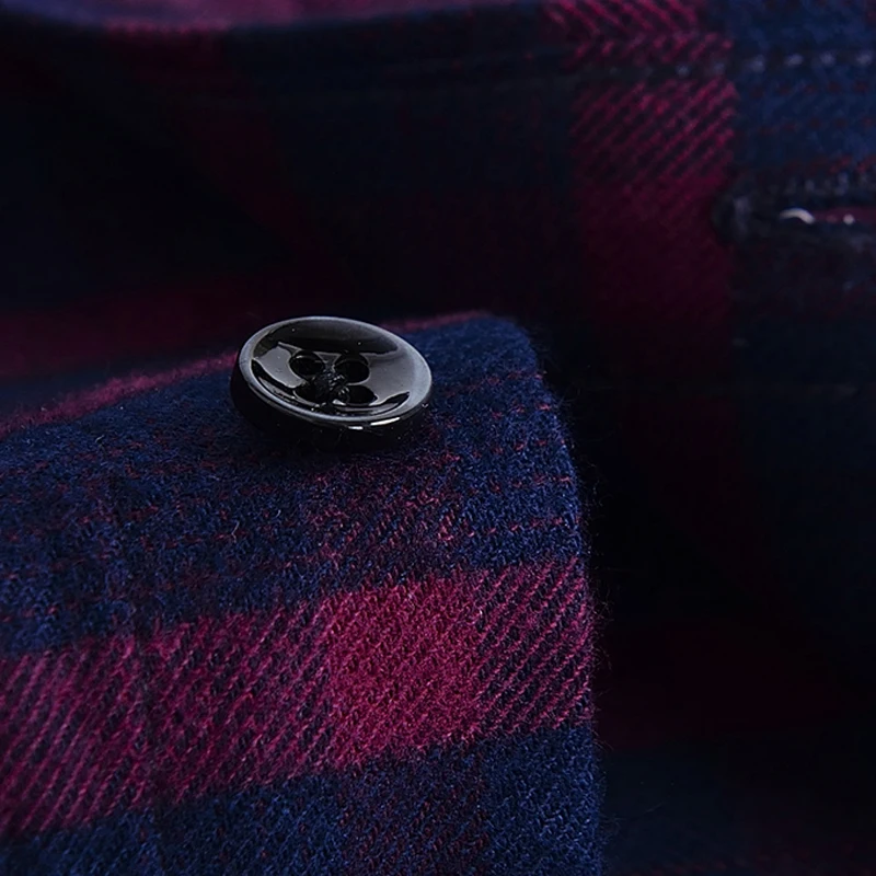 

Men's Standard-fit Plaid Checkered Brushed Thick Shirt Single Patch Pocket Long Sleeve Comfortable Cotton Casualwear Shirts