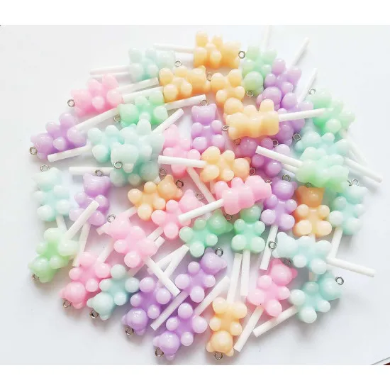 

50pcs Mixed Bear Lollipop Charms Picked at Random T040