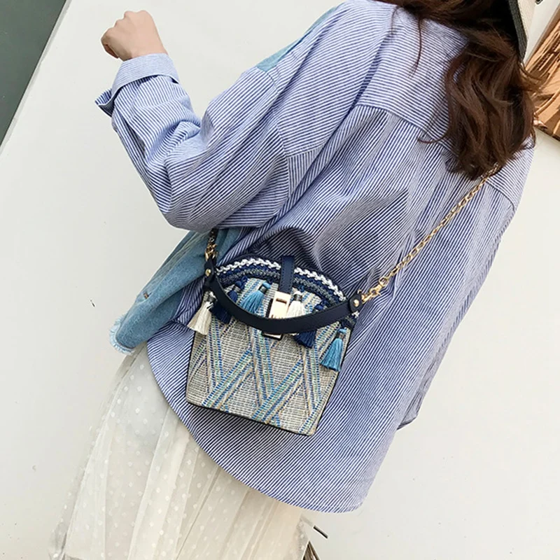 Пляжная сумка с кисточками соломенные летние сумки из ротанга для женщин 2019