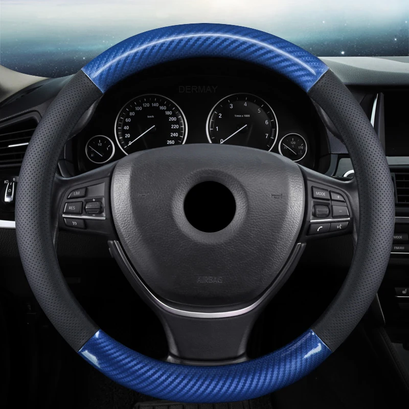 O Shape Blue Крышка рулевого колеса из натуральной кожи для VW Touran Golf GTI Polo Sedan Passat Santana Jetta Tiguan Gol Sagitar CC Scirocco - Название цвета: O Shape Blue