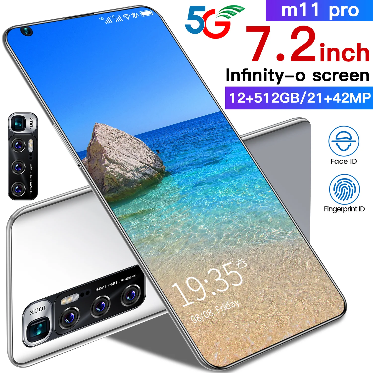 

M11 Pro Android Phone 7.2 inch hd Unlocked Cell Phones 1440x3040 HD resolution Featured Phone capacitance screen Smartphones