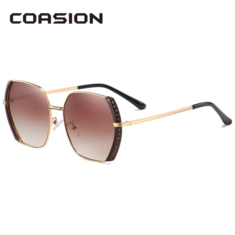 

COASION Brand Square Oversized Sunglasses Women Polarized Luxury Design Gradient Lens Metal Frame Shades for Women CA1546