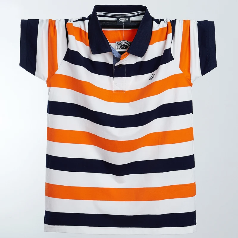 

Plus 6XL 5XL XXXXL Men Polo Collar Short Sleeve Shirt 2021 Summer New Korean Striped Sea Soul Polo Shirts Student Tide