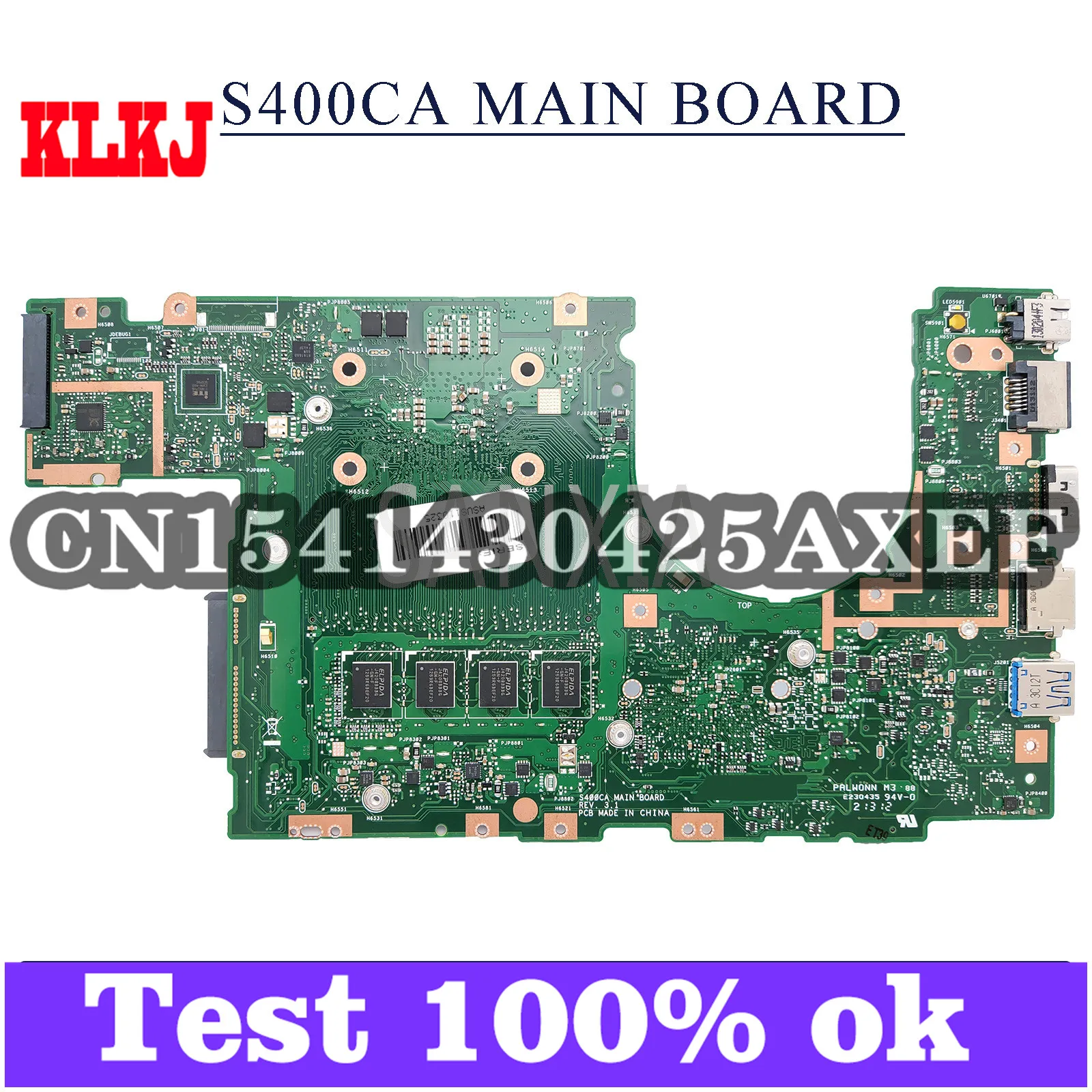 

EFU S400CA Laptop Motherboard For ASUS VivoBook S400CA(14 inch) S400C Original Mainboard 4GB-RAM Celeron 1007U CPU