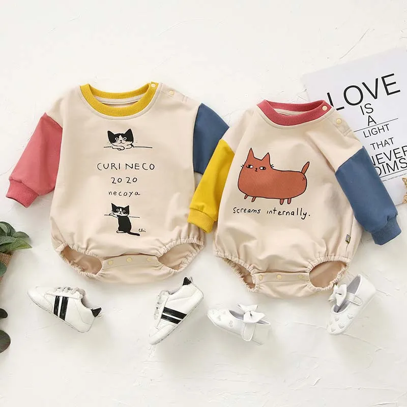 Новинка 2019 весенне осенний Детский комбинезон с длинным рукавом и мультяшным