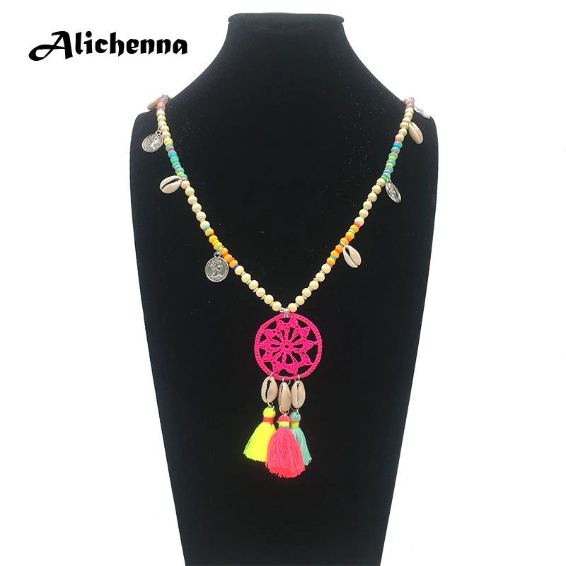 Alichenna цвет бисерное ожерелье женское длинное богемное Бохо деревянное из бисера