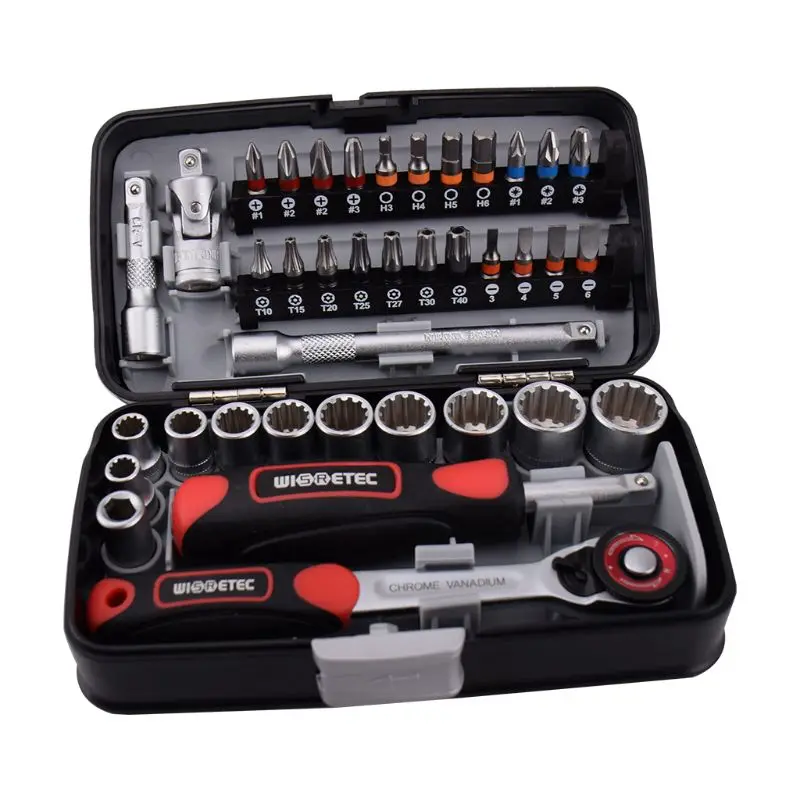 

38pcs Mini Ratchet Wrench Set 1/4" Socket Hex Head Screwdriver Slot Bit Bike Repair Handle Tools