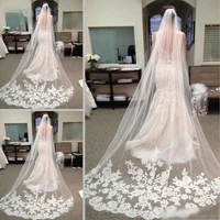wholesale 5m one layer lace edge white ivory catherdal wedding veil long bridal veil cheap wedding accessories veu de noiva